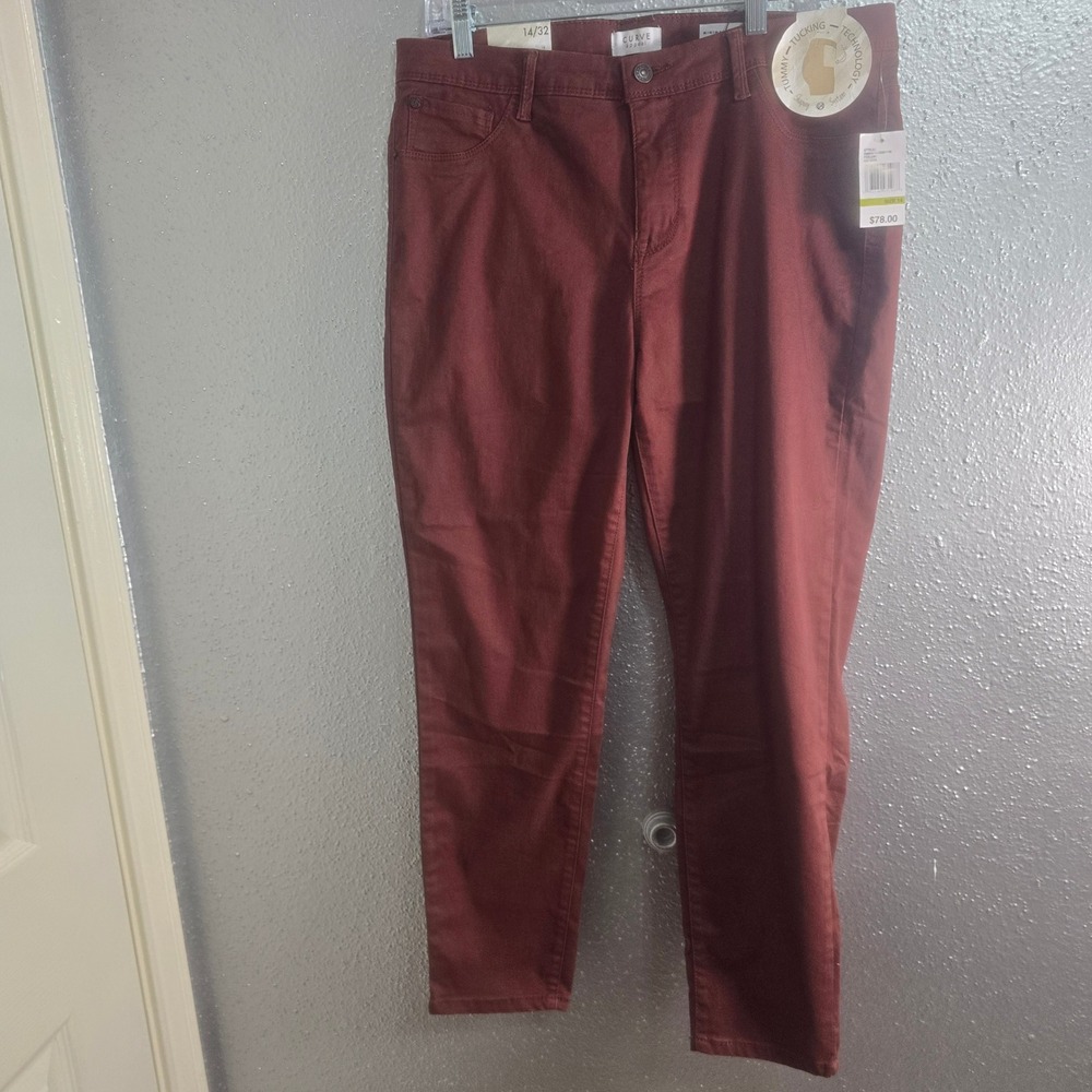 Curve Appeal Skinny Pants Rum Raisin Tummy Tucking Tech VNM00011J Size 14